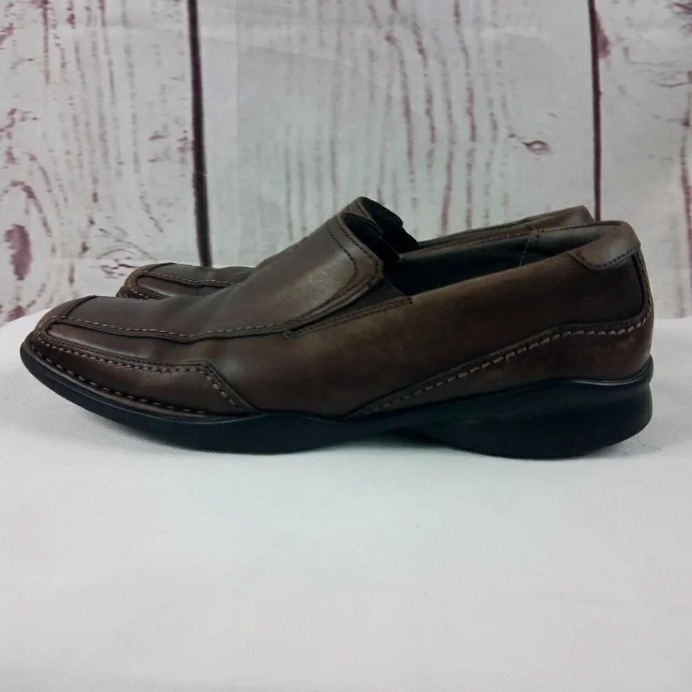 Clarks 82227 Men's Brown Leather Slip On Driving Loafers Shoes 10M